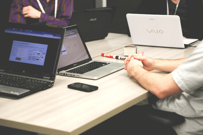 People working together at a startup company